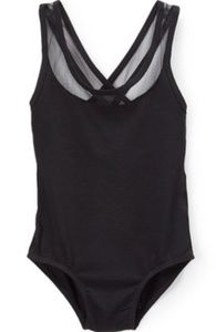 Black mesh cross back ballet leotard (5-7 years)